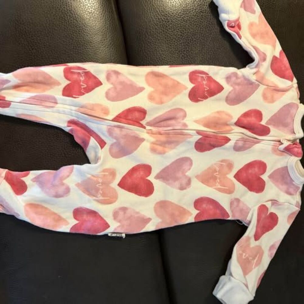 Rabbit + Bear Heart Print Footed Sleeper